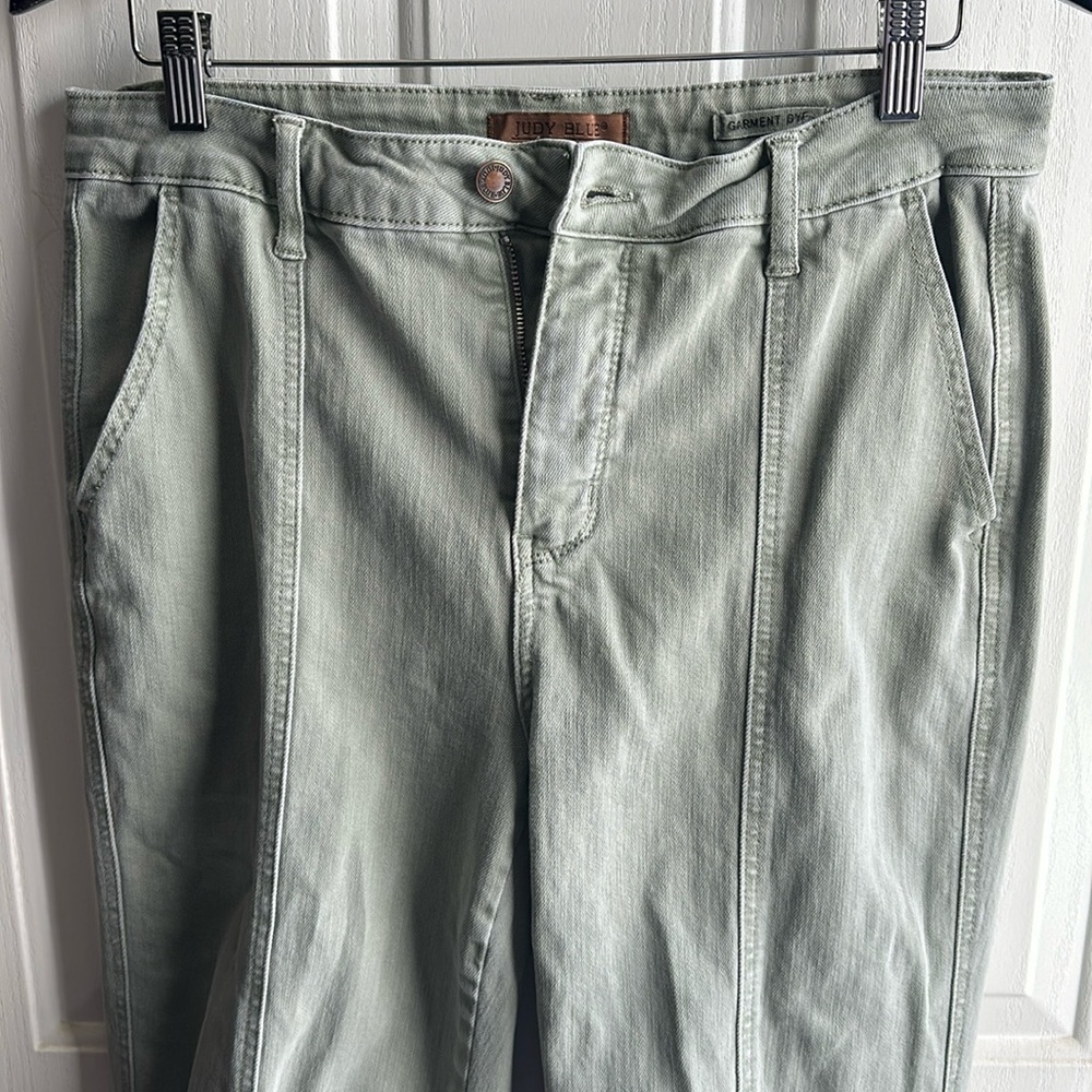 Judy Blue Working Girl Front Seam Straight Leg Jeans- Sage